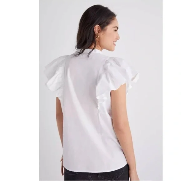 Anthropologie Dhruv Kapoor Cherries Sequin
Sleeveless Ruffled Button Blouse Top - Picture 3 of 9